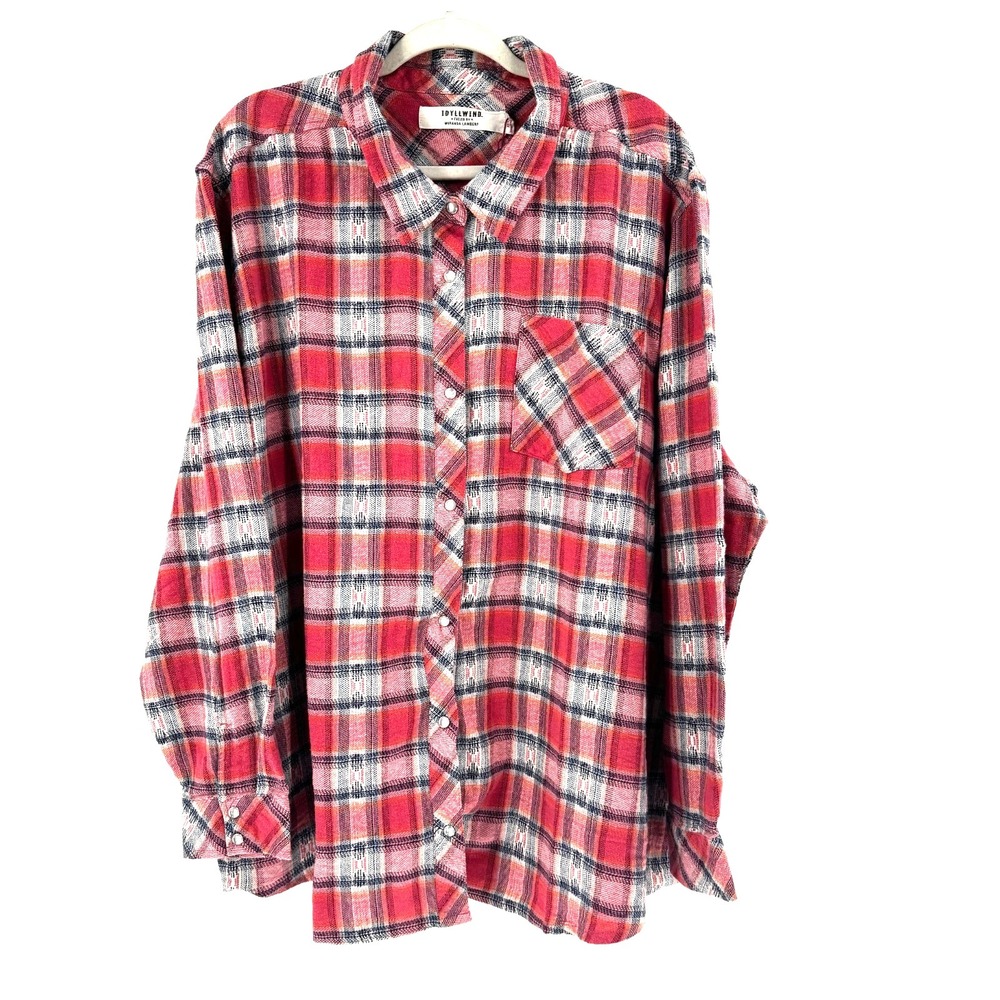 NEW Idyllwind Western Pearl‎ Snap Flannel Shirt Women's XXL Pink Landman Cowgirl